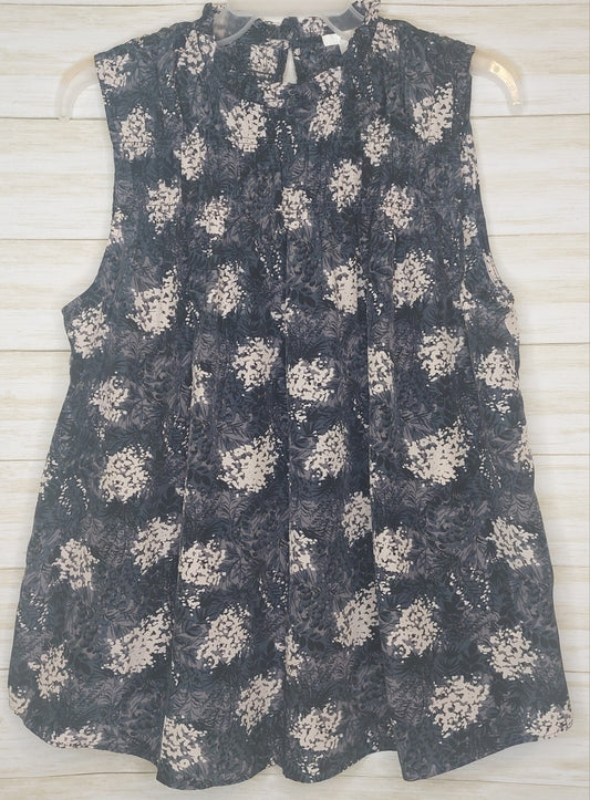 Joie Top Womens Blouse Sleeveless Ruffle High Neck Baltic Print Size Large