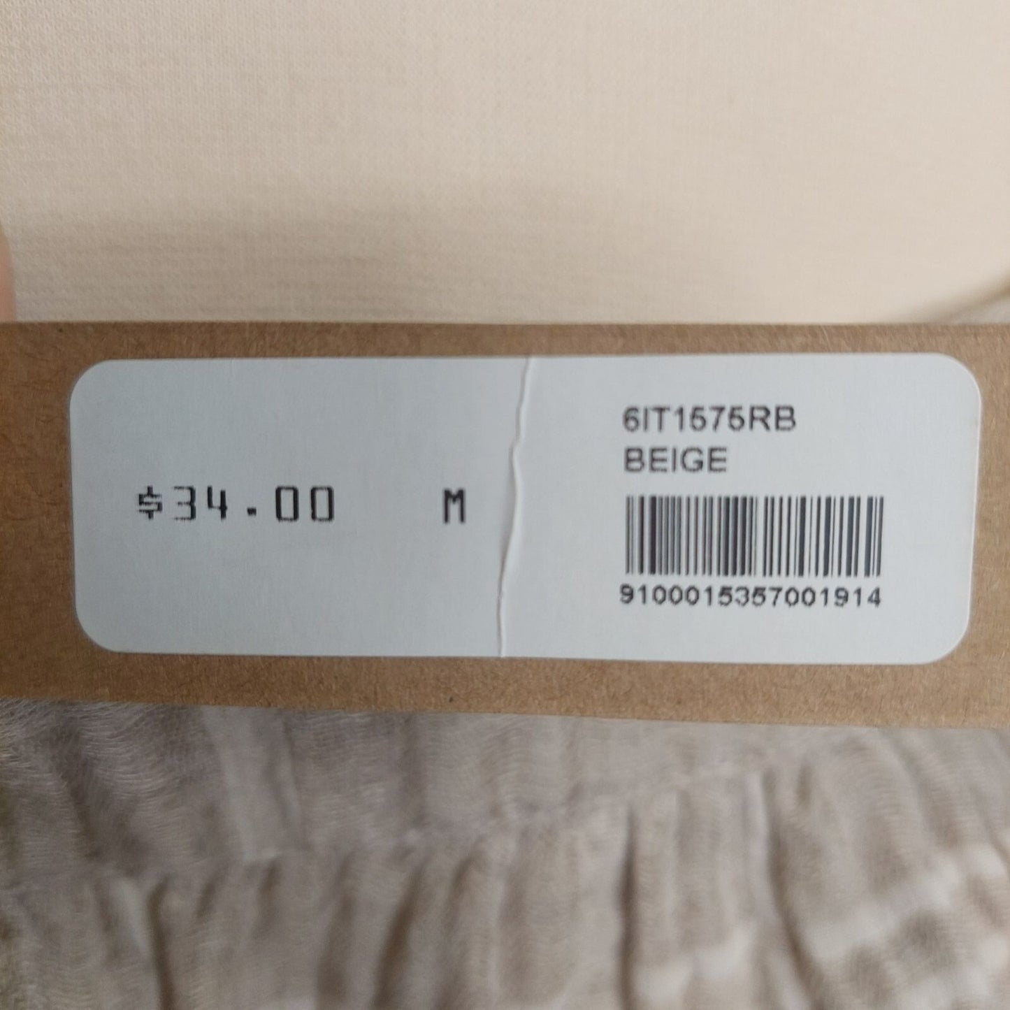 Honey Belle Women's Plaid Off-Shoulder Top Size Medium Beige Summer