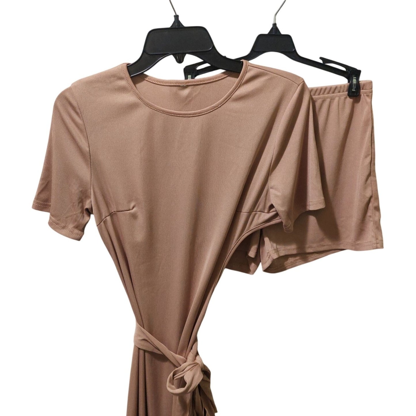 NWT Commense XL Womens Two-Piece Tan  Dress & Shorts Set W/ Belt