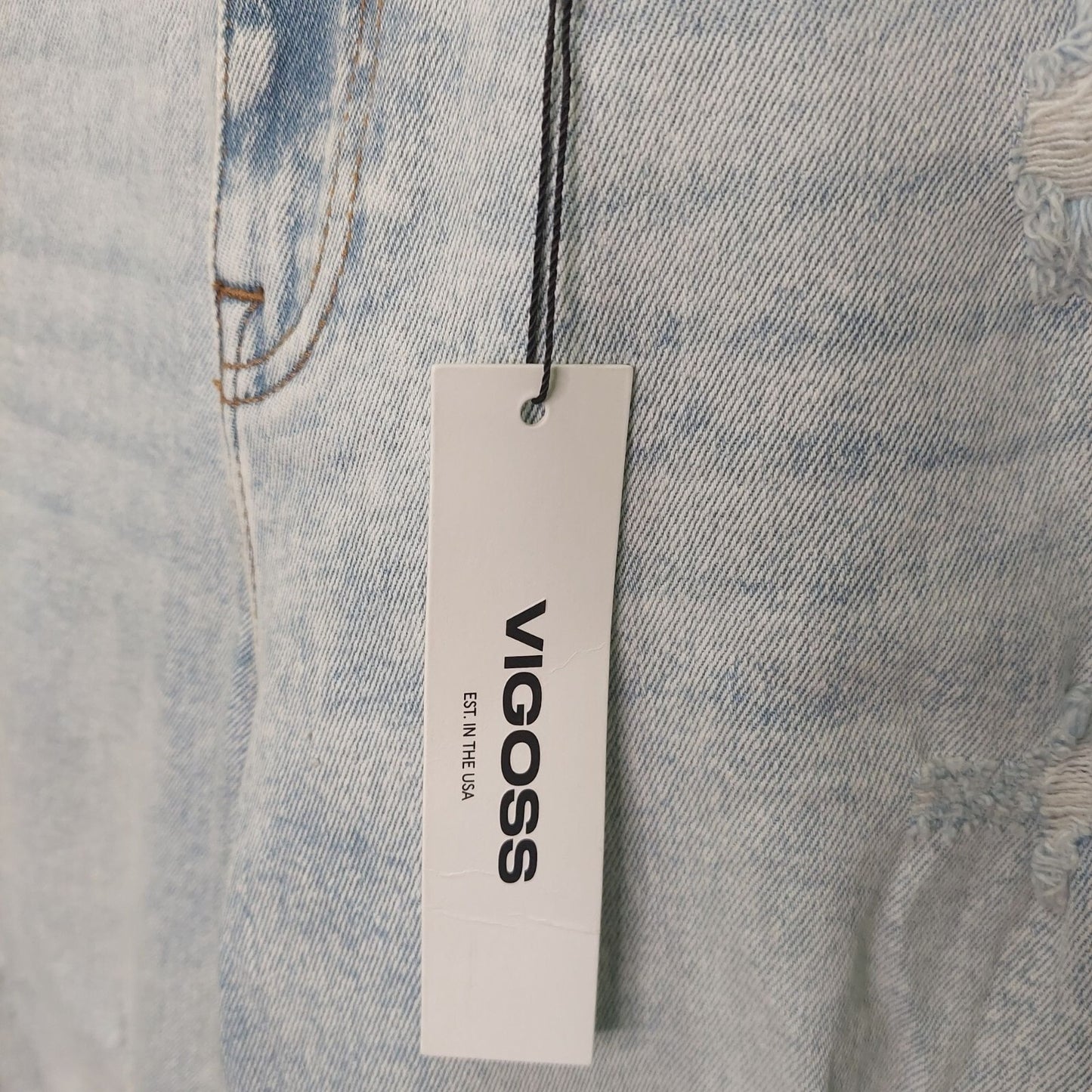 Vigoss Women's Stevie Crop Straight Jeans Light Wash~Distressed~Stretch~ Size 28