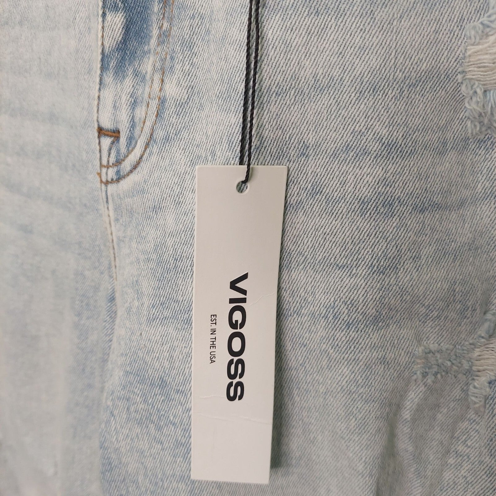 Vigoss Women's Stevie Crop Straight Jeans Light Wash~Distressed~Stretch~ Size 28