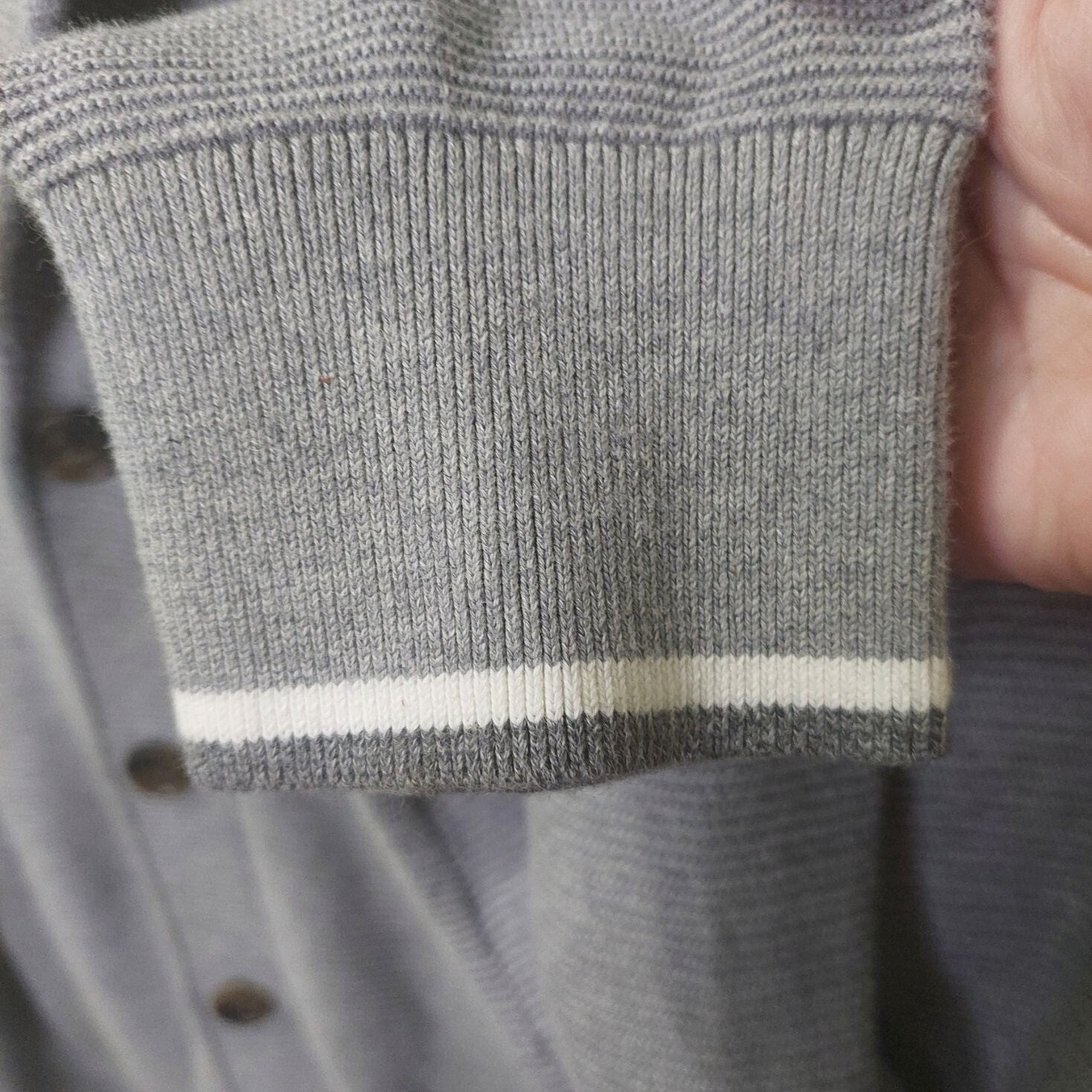 Banana Republic Men's Tipped Supima Cotton Button Cardigan Large Med Grey Pocket