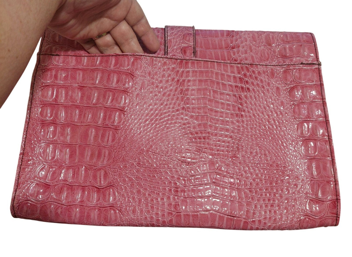 Jessica Simpson Fushia Pink Faux Crocodile-Embossed Pacha Envelope Clutch
