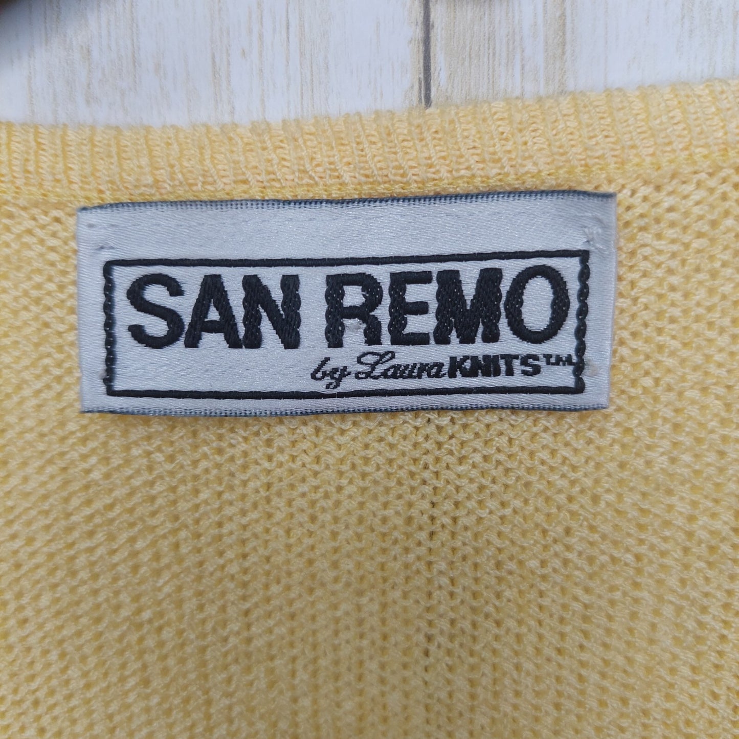 Vintage San Remo by Laura Knits Yellow/Black Stripe 2 Piece Set USA Made Pads