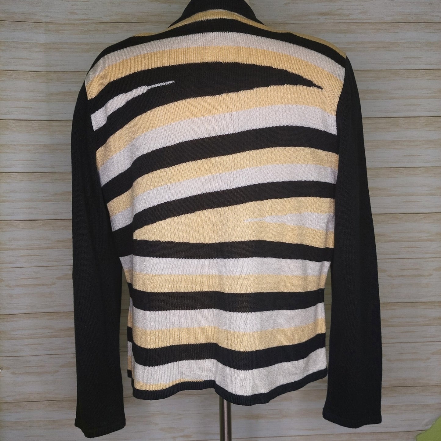 Vintage San Remo by Laura Knits Yellow/Black Stripe 2 Piece Set USA Made Pads