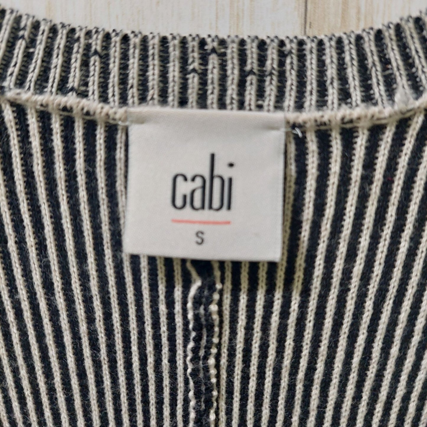 Cabi Women's Zip Cardigan/Top Black/White 3/4 Sleeve Side Ties Size Small
