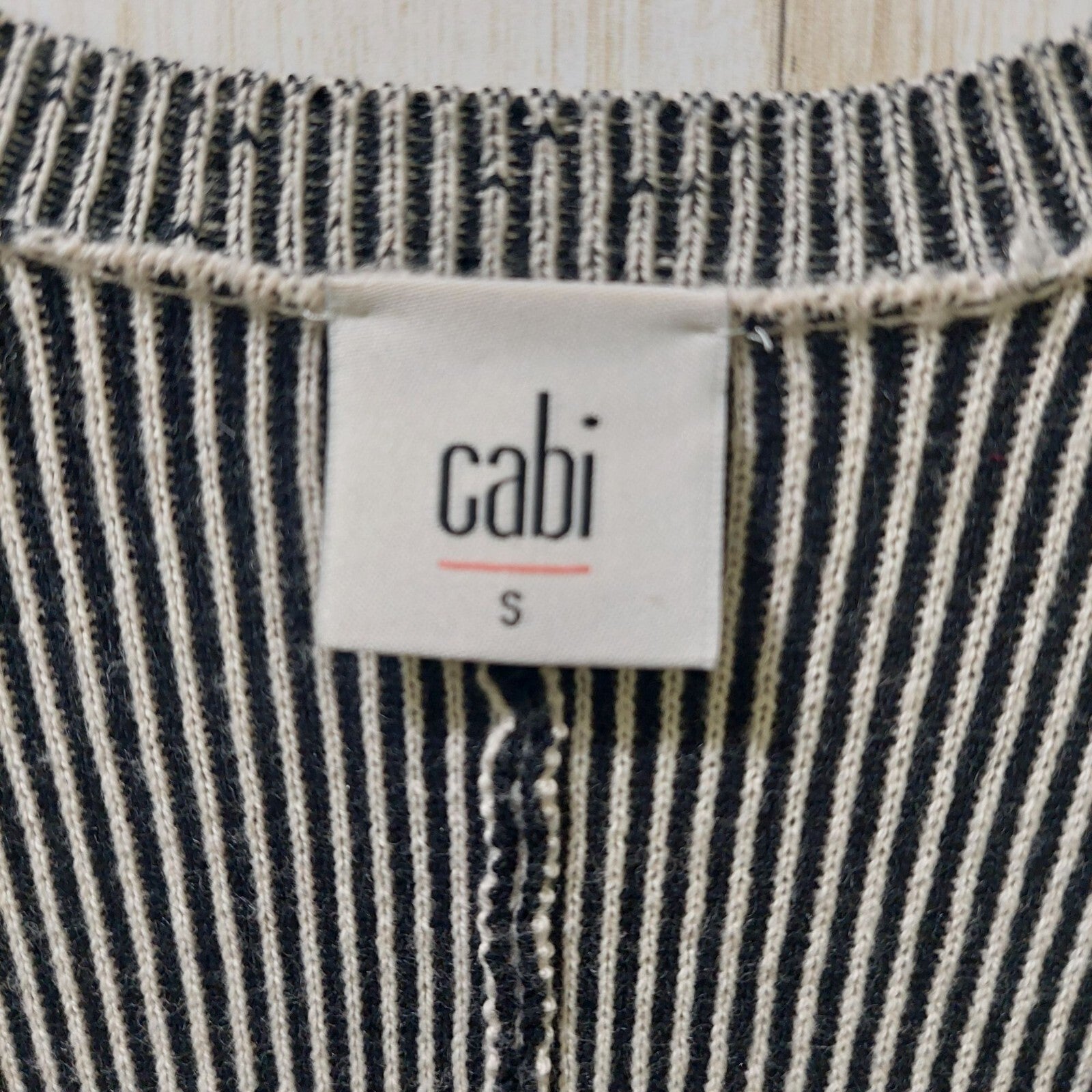 Cabi Women's Zip Cardigan/Top Black/White 3/4 Sleeve Side Ties Size Small