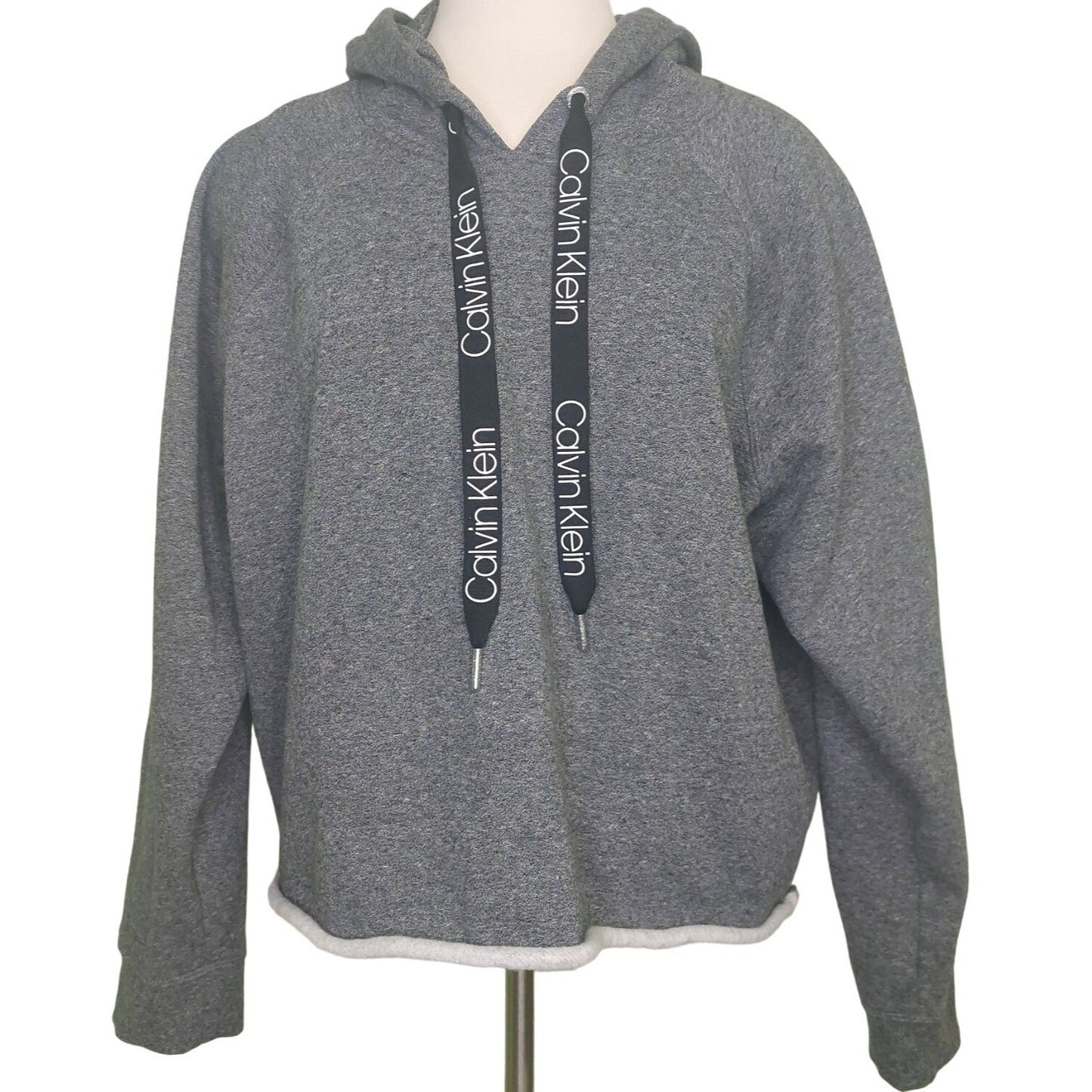 Calvin Klein Women's Gray Cut Off Hoodie Sweatshirt Size XXL Cozy