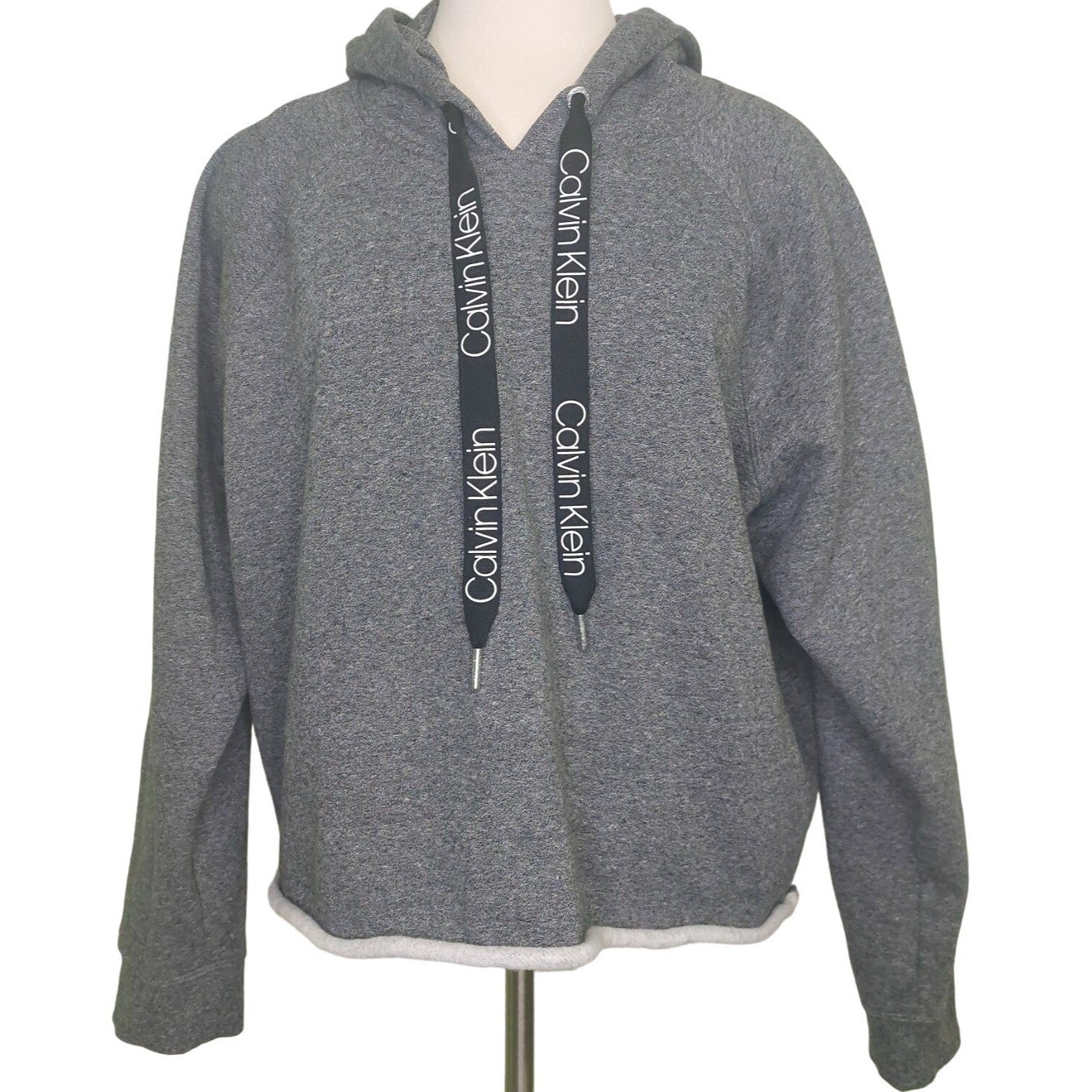 Calvin Klein Women's Gray Cut Off Hoodie Sweatshirt Size XXL Cozy