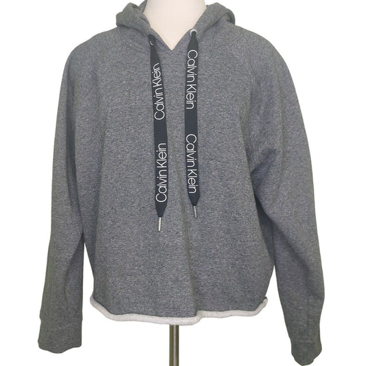 Calvin Klein Women's Gray Cut Off Hoodie Sweatshirt Size XXL Cozy