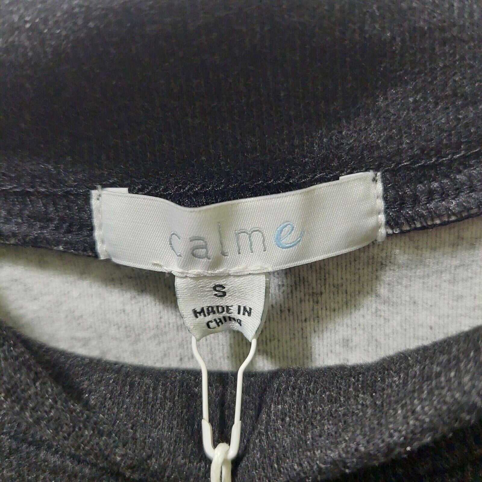 NWT Calme By Johhny Was Womens Pullover Mock Neck Sweatshirt Black/Gray Small