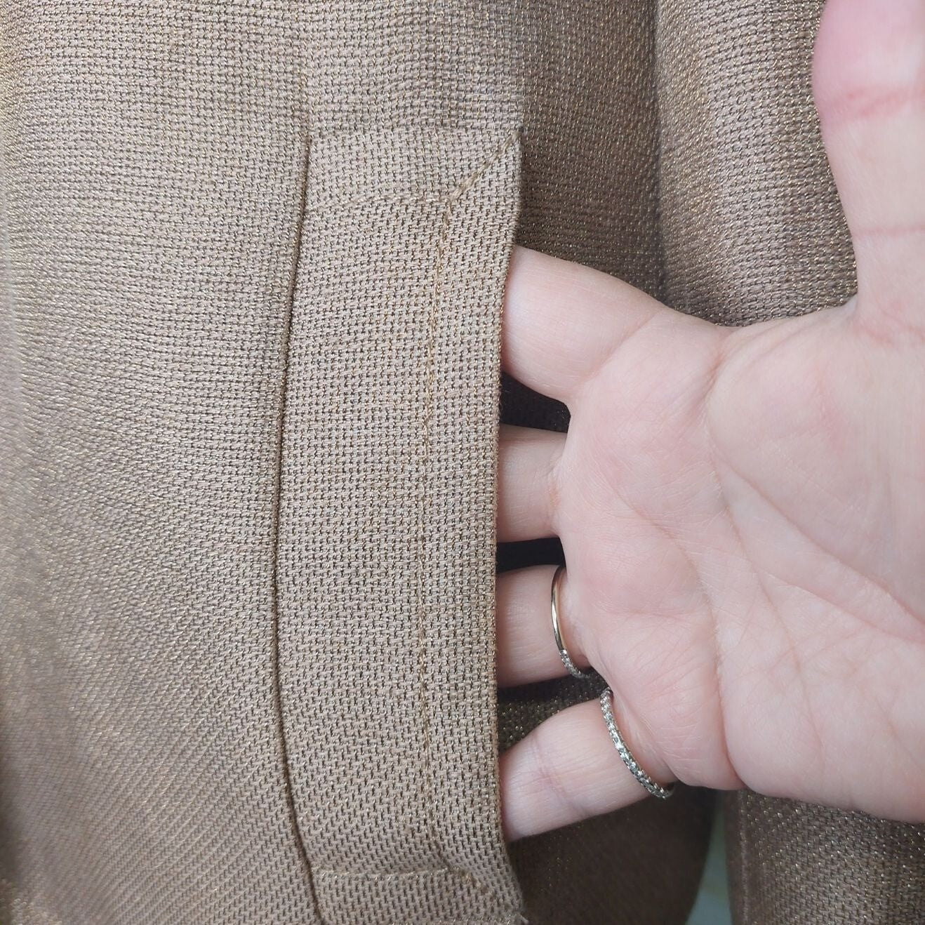 Talbots Women's Beige Metallic Thread Linen Blend Blazer Size 12 Chic~Classy