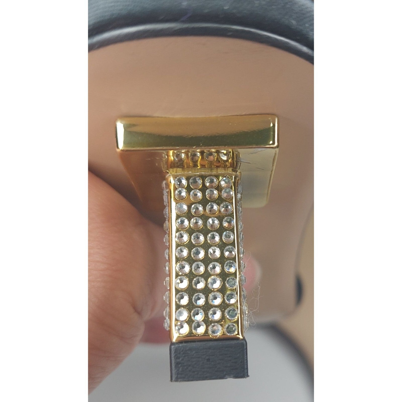 Good American Kickstand Slide Sandal Black Embellished Heel Size 9 NWOB