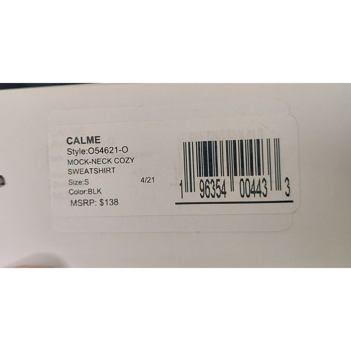 NWT Calme By Johhny Was Womens Pullover Mock Neck Sweatshirt Black/Gray Small