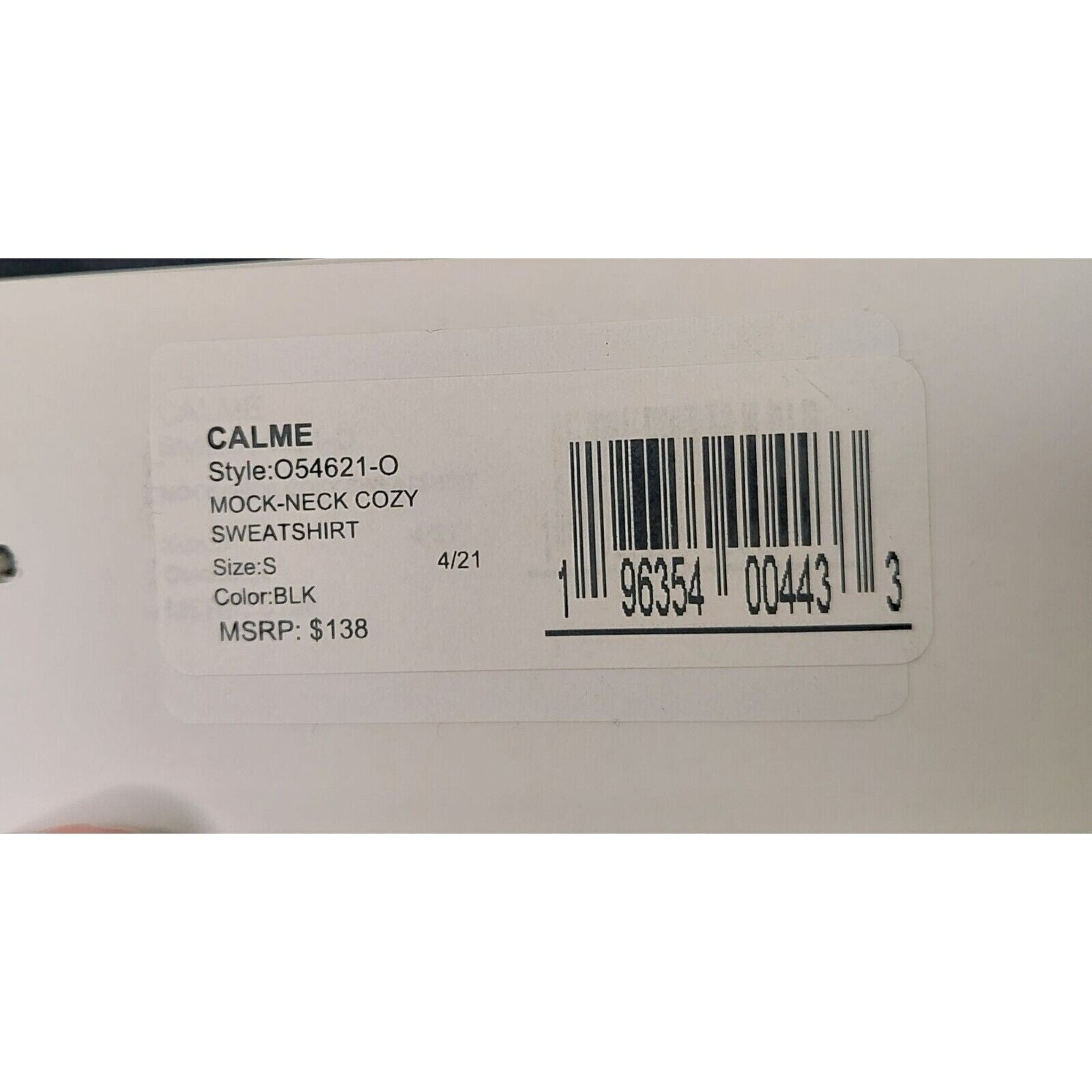 NWT Calme By Johhny Was Womens Pullover Mock Neck Sweatshirt Black/Gray Small