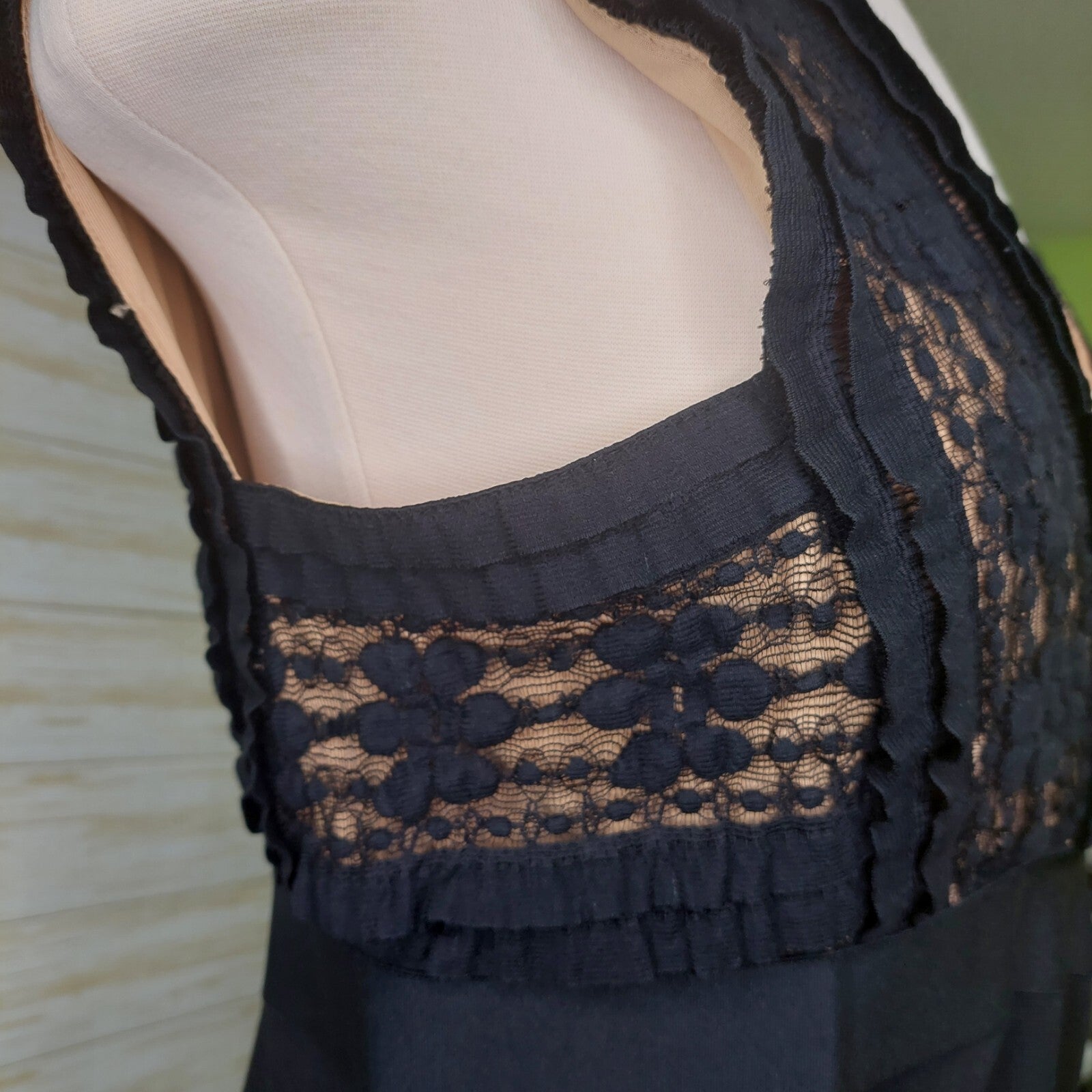 MAX STUDIO Womens Little Black Dress M Sheath Bodycon Sleeveless V-Neck Ruffles