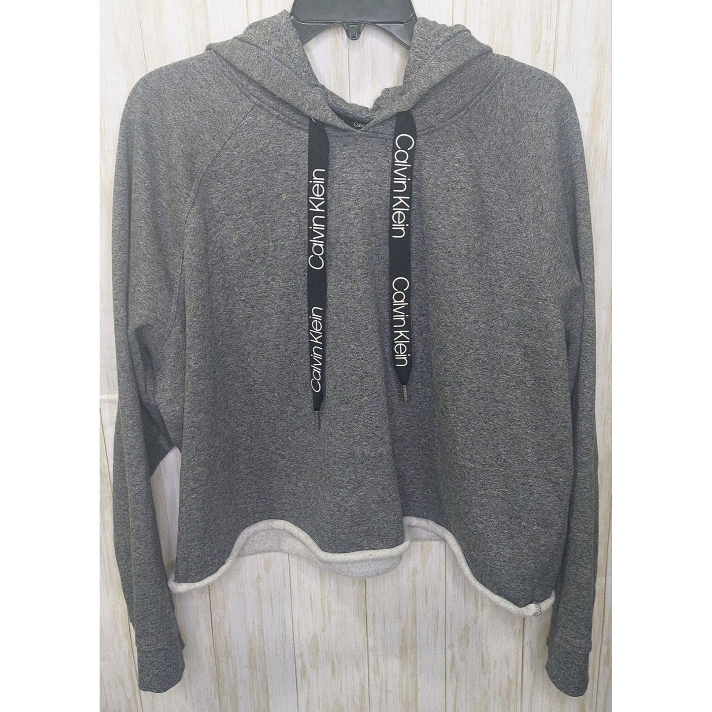 Calvin Klein Women's Gray Cut Off Hoodie Sweatshirt Size XXL Cozy