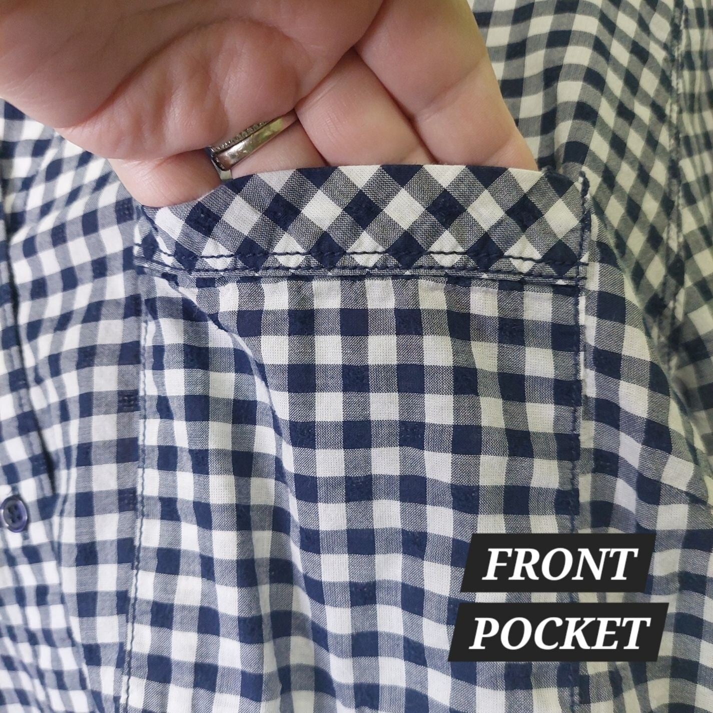 Lane Bryant Womens Blue & White Plaid Button-Up Shirt 24W Long Sleeve Cotton