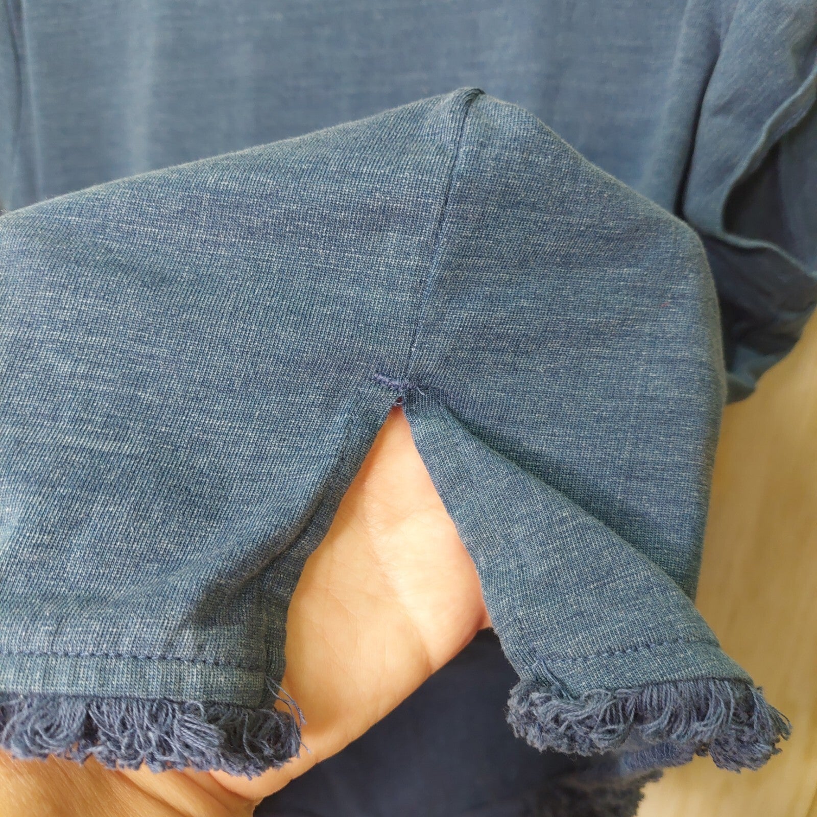 Chicos Women's Top Size 3 (XL/16) Blue~Rope Tie~ Nautical~Fringe~Boho Beachy 