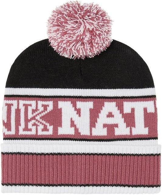 Victorias Secret Pink (Soft Begonia ) Nation Knit Pom Pom Beanie Hat Winter