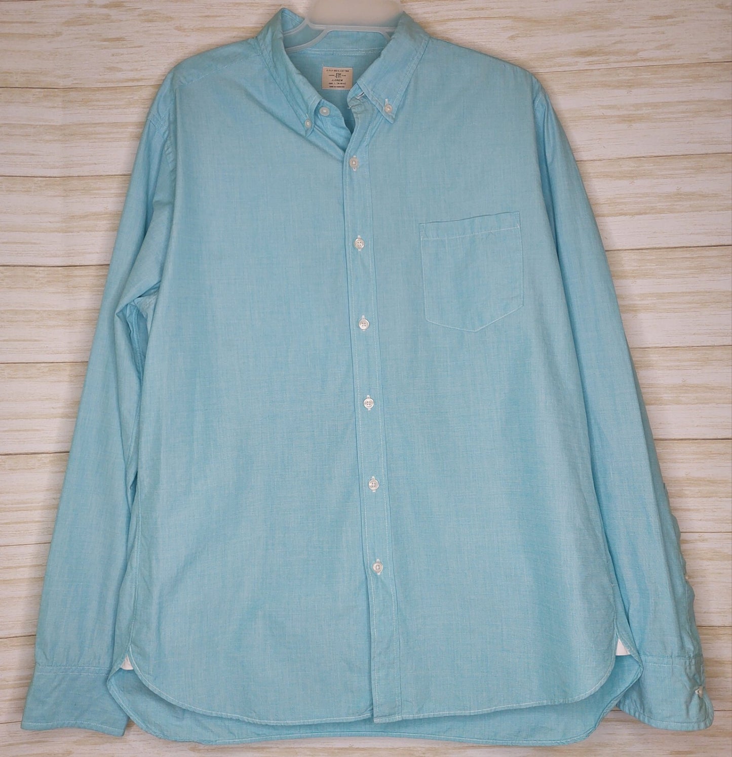 J.Crew Mens Size L Blue Long Sleeve Button Up Size Large 100% Cotton