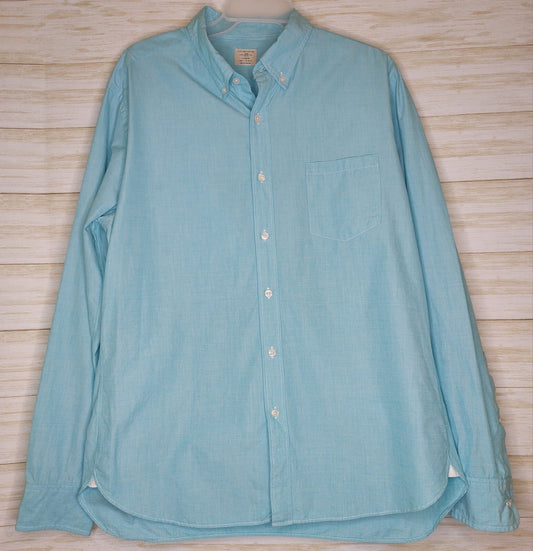 J.Crew Mens Size L Blue Long Sleeve Button Up Size Large 100% Cotton