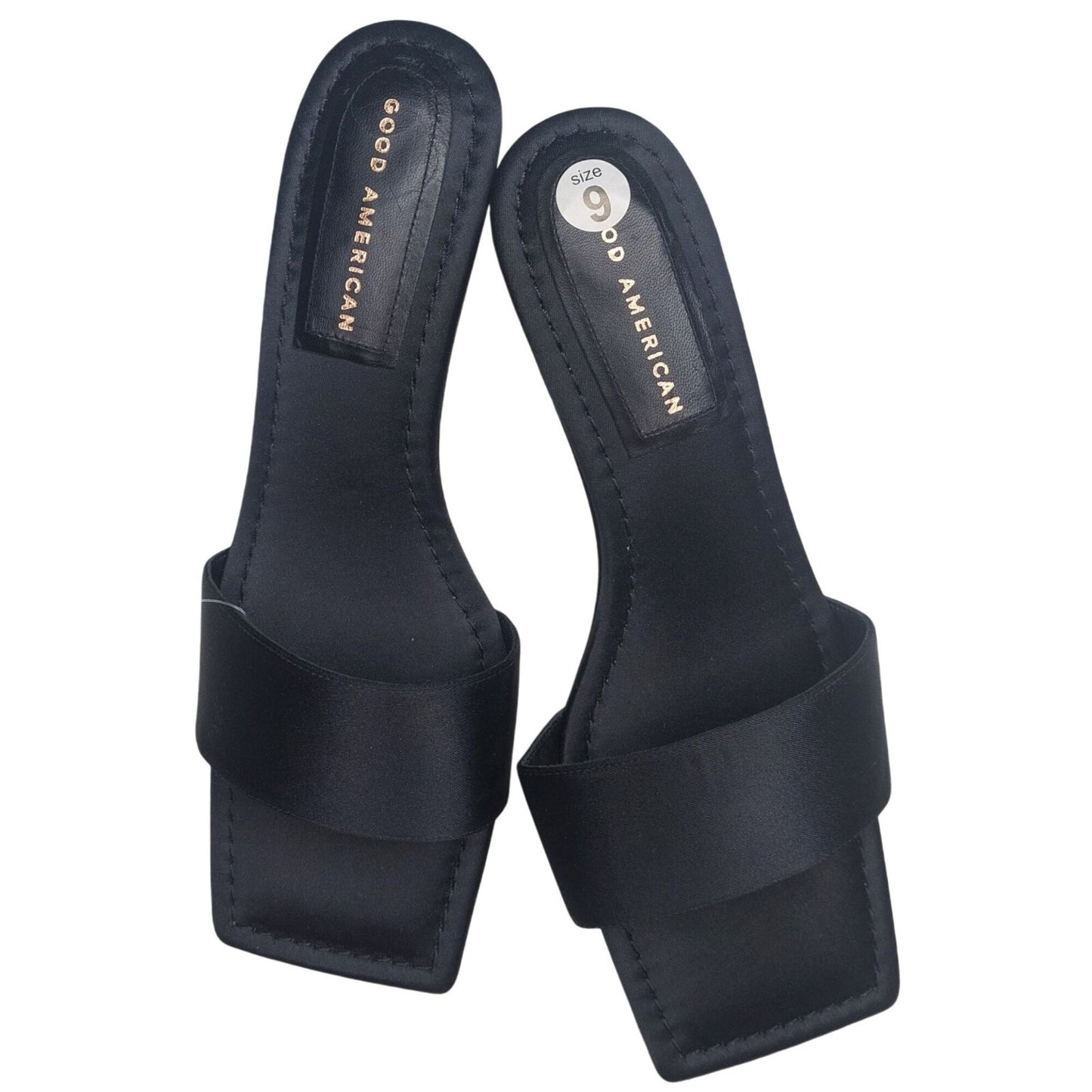 Good American Kickstand Slide Sandal Black Embellished Heel Size 9 NWOB