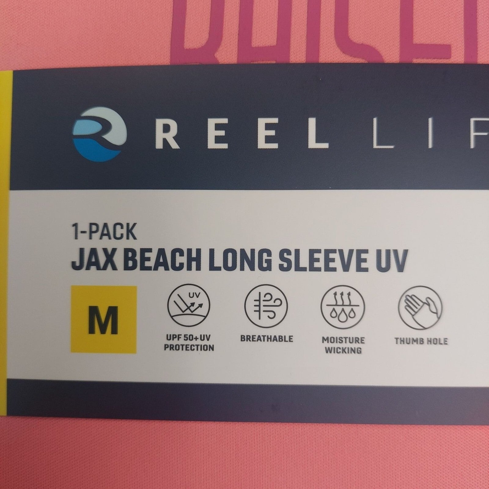 Reel Life Womens Jax Beach Long Sleeve UV Shirt "Raised By Water" M Salmon Rose