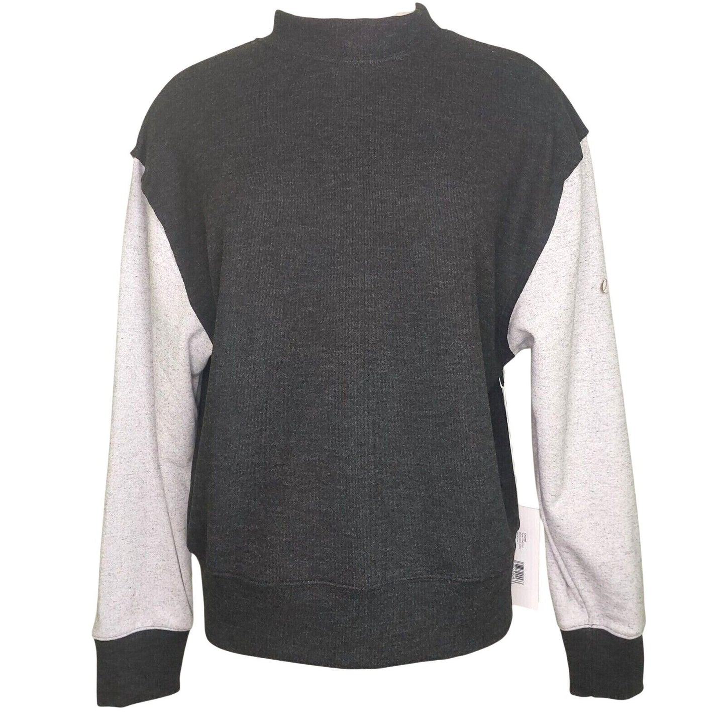 NWT Calme By Johhny Was Womens Pullover Mock Neck Sweatshirt Black/Gray Small