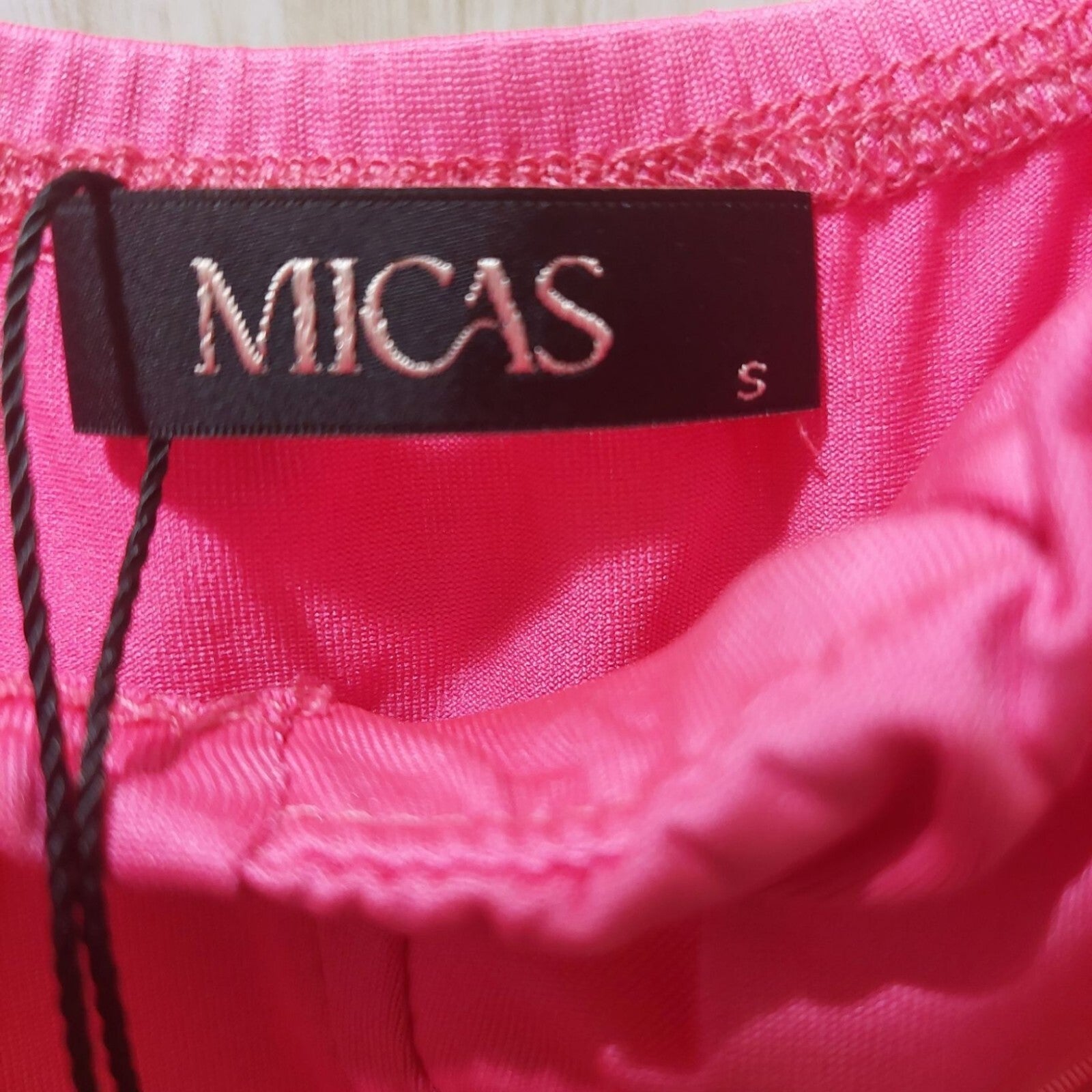 NWT Micas Hot Pink Spaghetti Strap Midi Dress With Bustier Detail Size Small