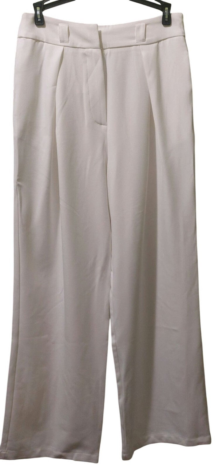 NWT Commense White High-Waisted Wide-Leg Dress Pants ~Front Pleated~Pockets Med.