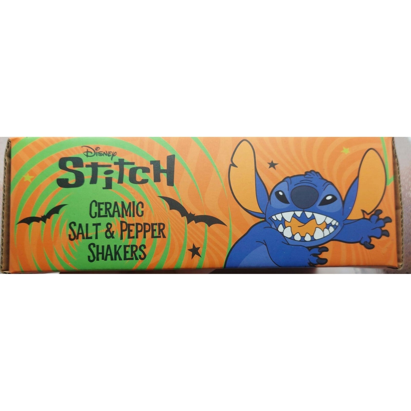 NIB Disney Stitch & Scrump Halloween Skeleton Ceramic Salt & Pepper Shaker Set