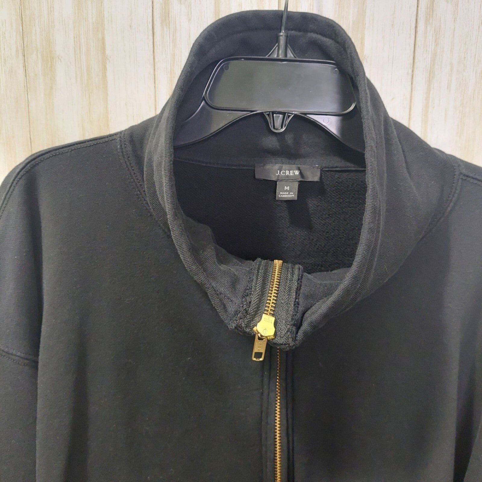 J.Crew Black Half-Zip Pullover Sweatshirt Mens Medium With Pockets