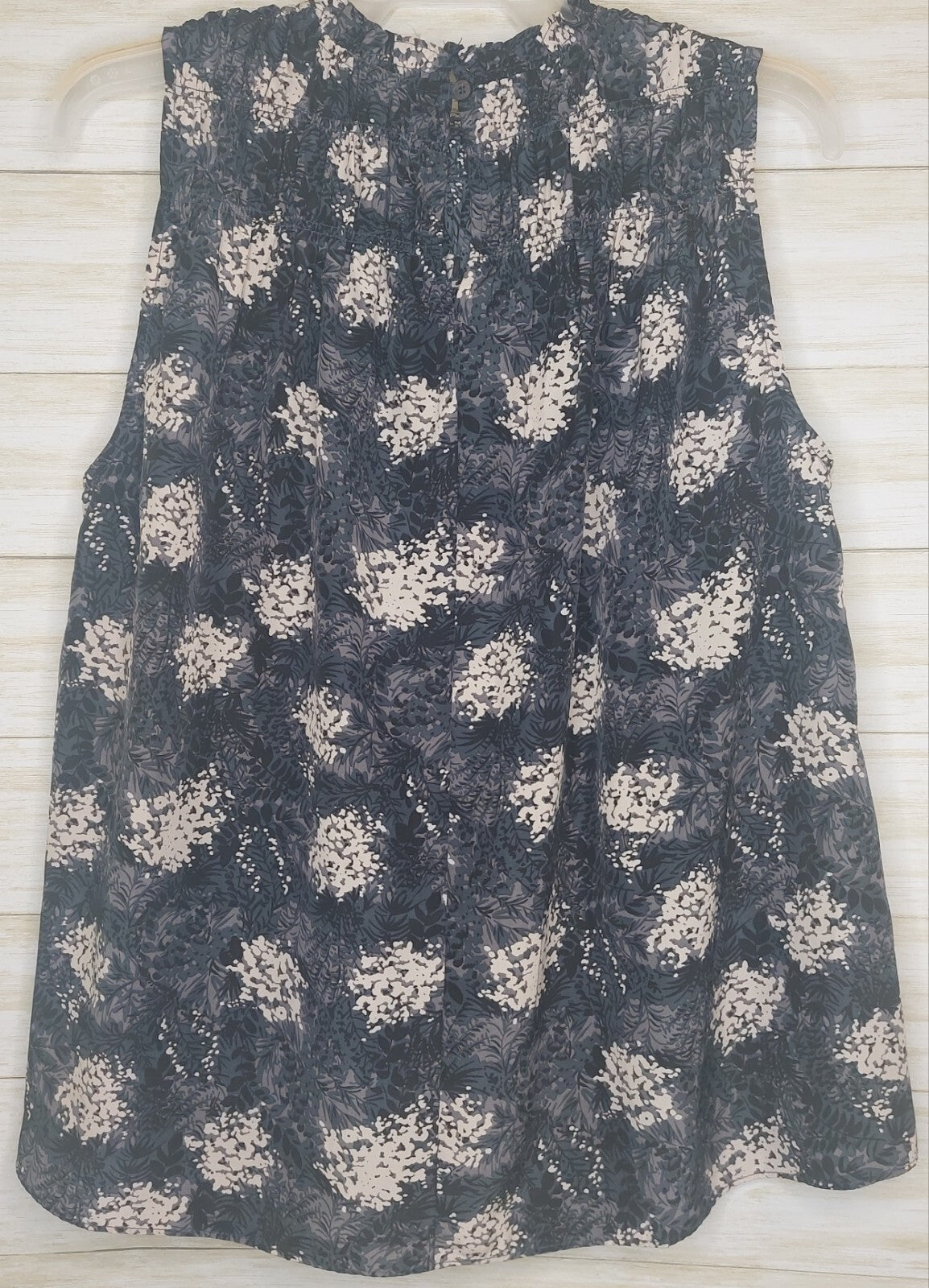 Joie Top Womens Blouse Sleeveless Ruffle High Neck Baltic Print Size Large