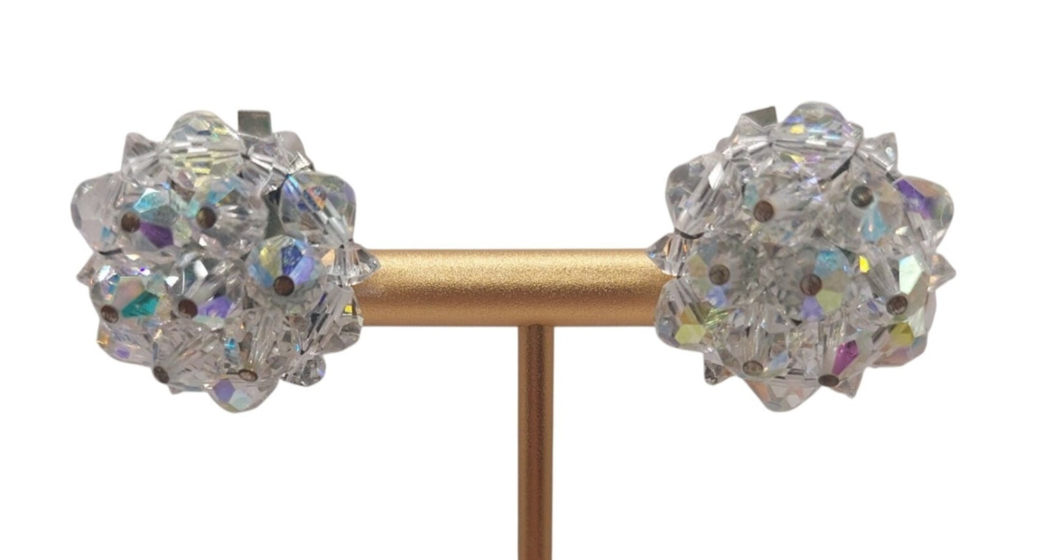 Vintage Laguna Crystal Cluster Clip-On Earrings