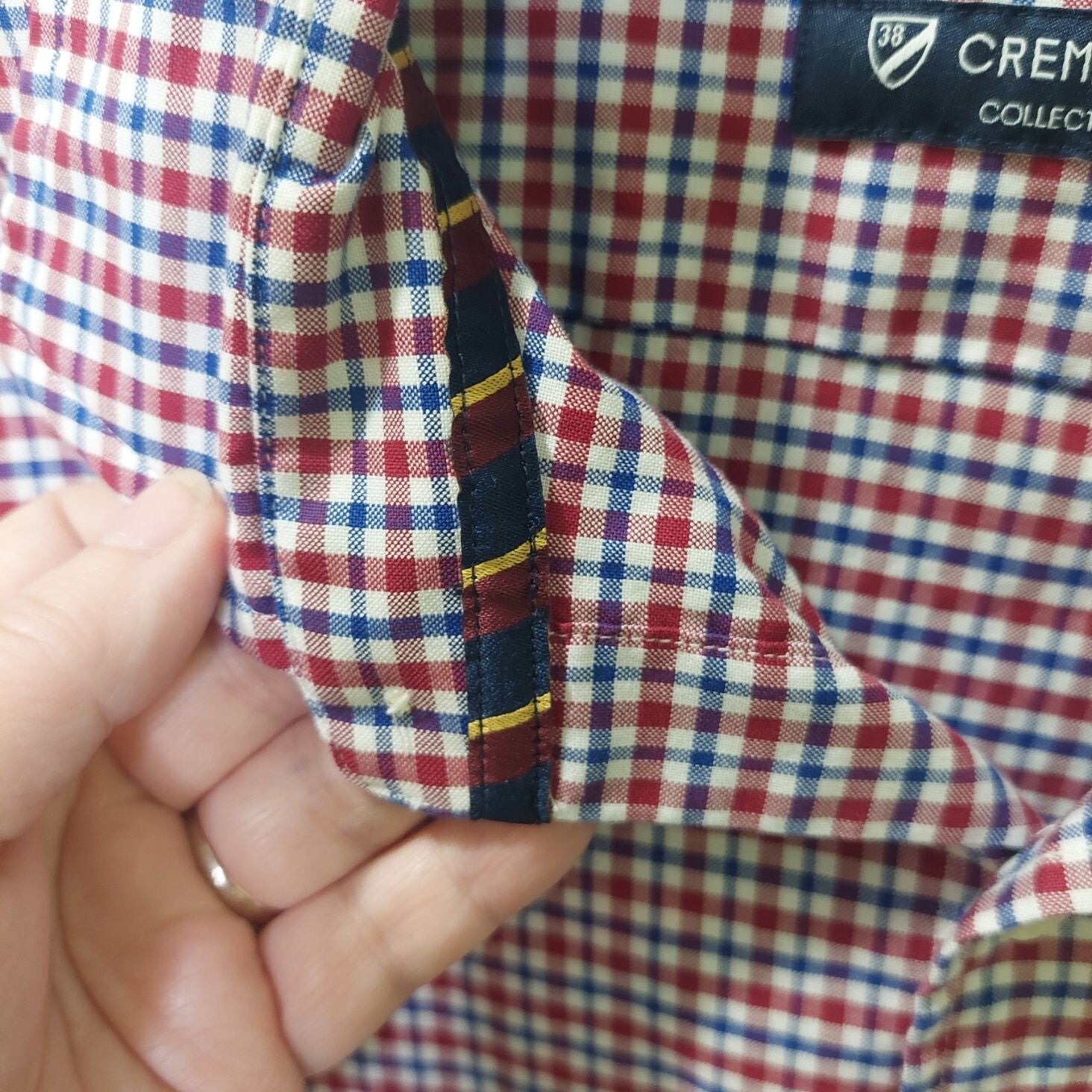 Cremieux Collection Men's Red & Blue Gingham Button Up Long Sleeve Shirt Size XL