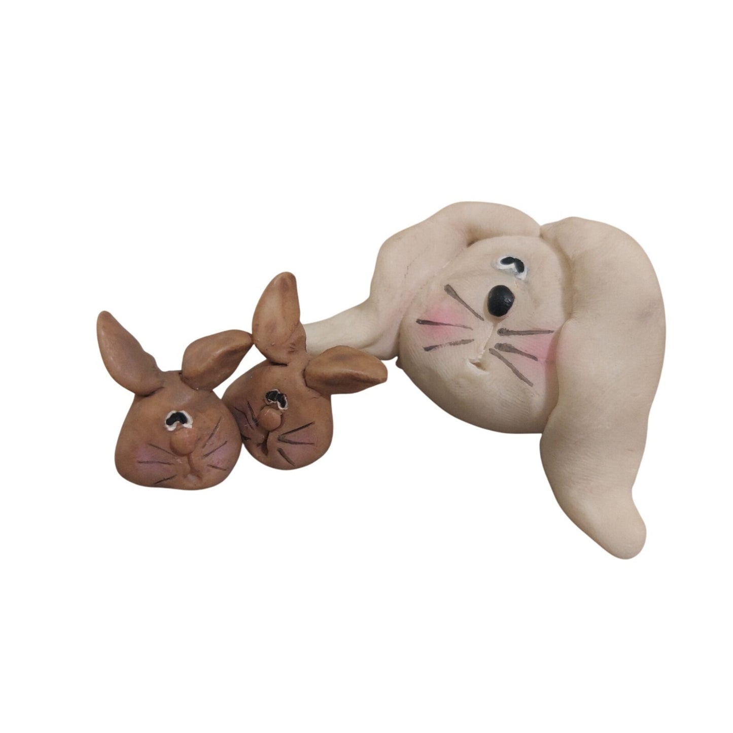 Clay Bunny Brooch & Earrings Set Handmade Rabbit Jewelry Easter