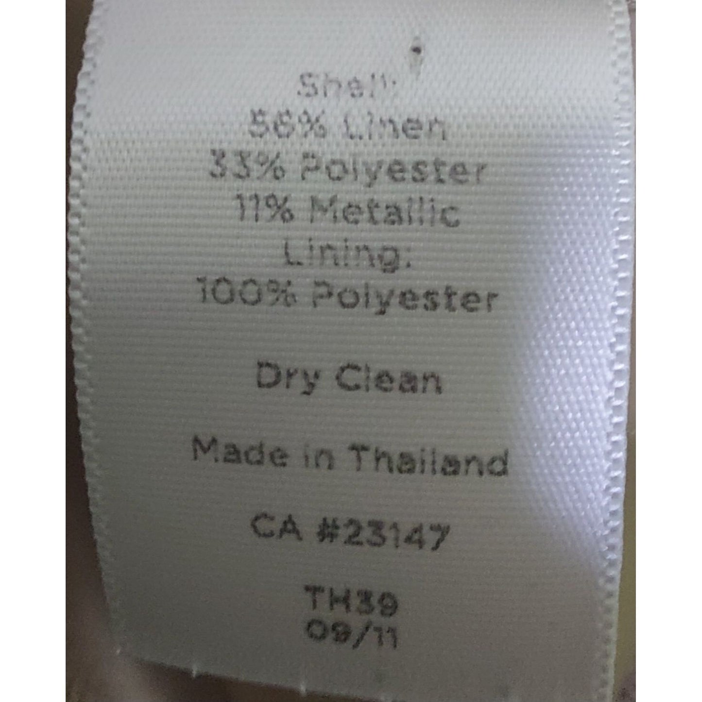 Talbots Women's Beige Metallic Thread Linen Blend Blazer Size 12 Chic~Classy