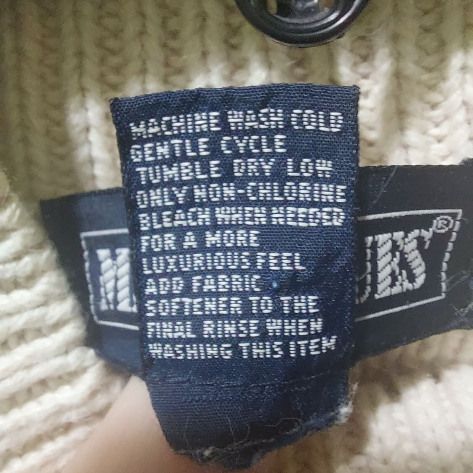 Vintage Mixed Blues Mock Neck Ivory Cable Knit Sweater Medium~80's~Heavy/Thick