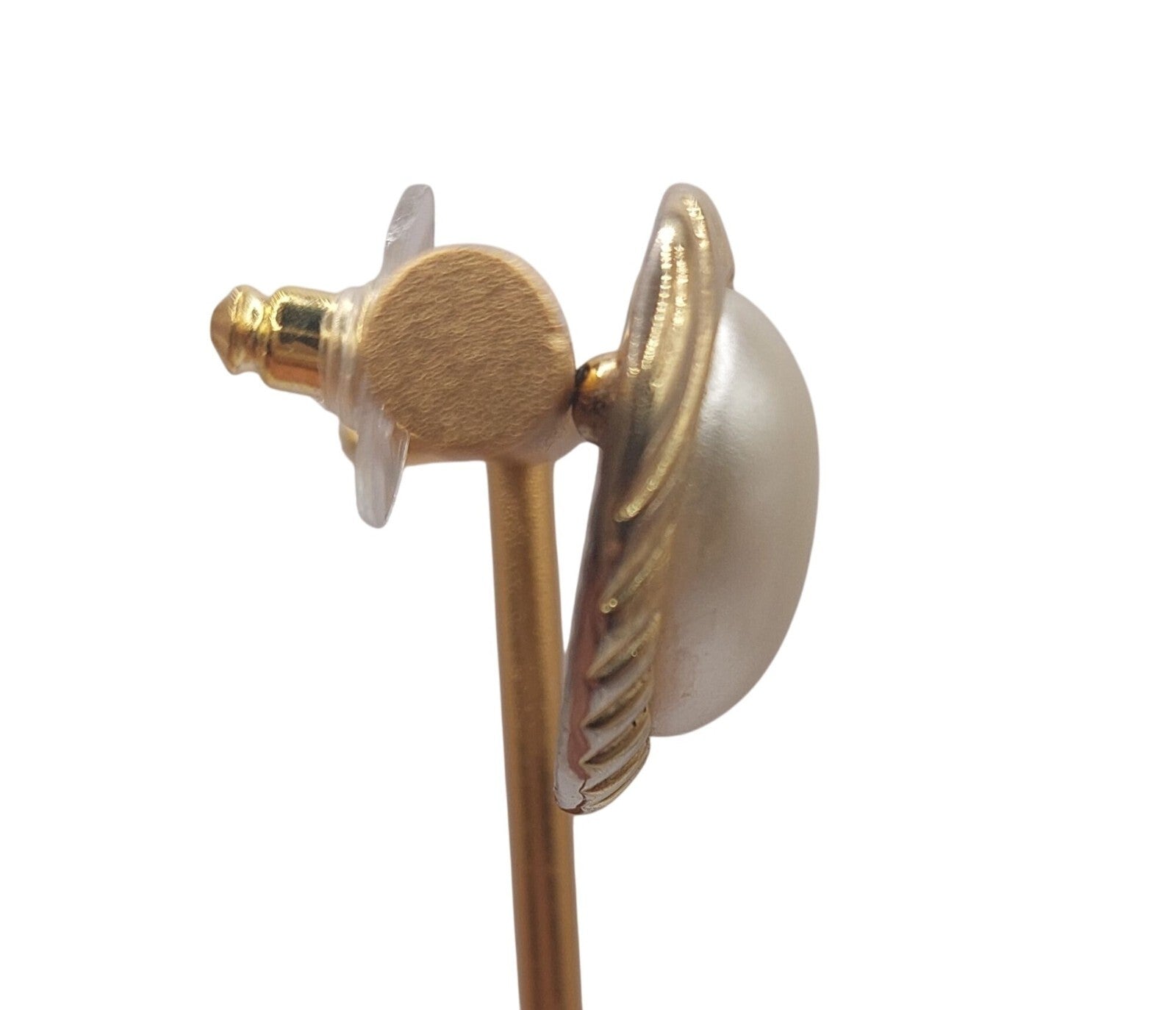 Vintage Faux Pearl & Gold-Tone Post Back Earrings