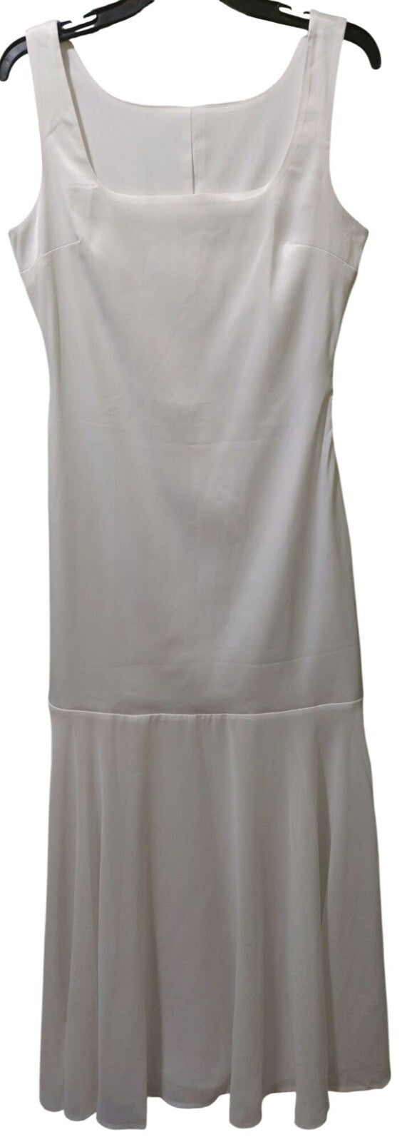 NWT Commense White Sleeveless Satin Maxi Dress W/ Sheer Skirt Size Medium