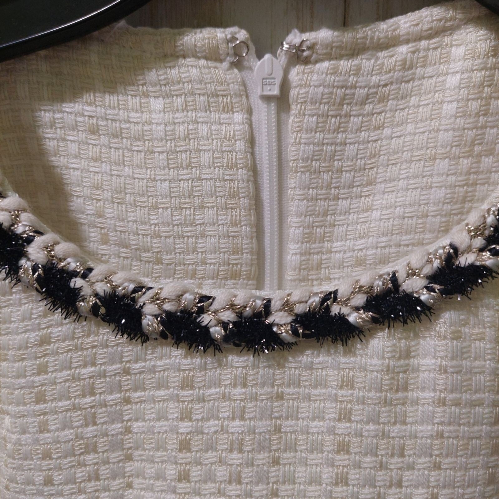 NWT Commense Womens Tweed Sleeveless Dress With Pockets~Metallic Thread Medium