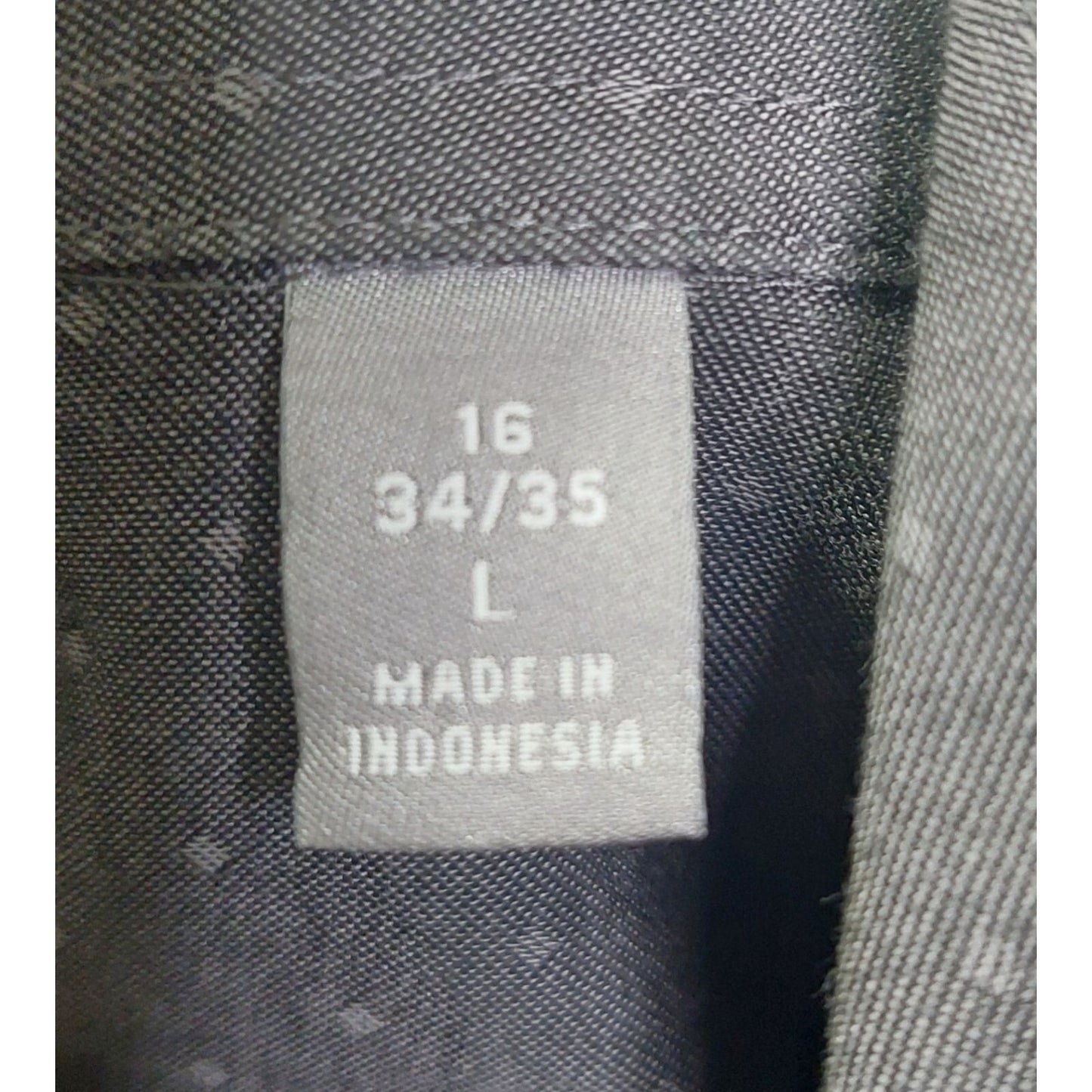 Michael Kors Mens Slim Fit Dress Shirt Size L 16 34/35 Drk Gray With Subtle Dots