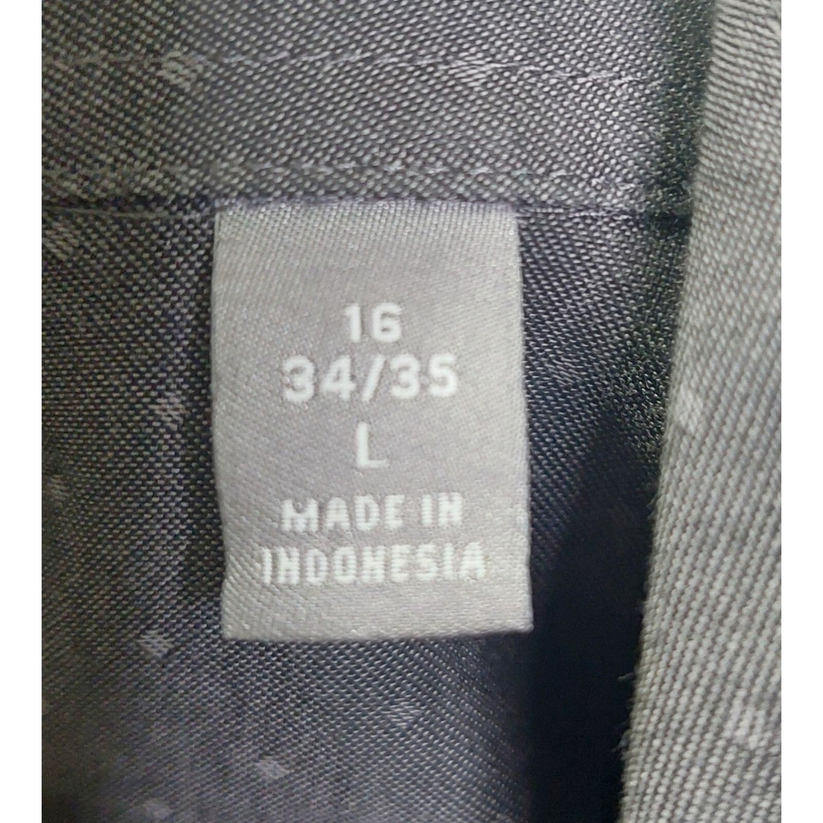 Michael Kors Mens Slim Fit Dress Shirt Size L 16 34/35 Drk Gray With Subtle Dots