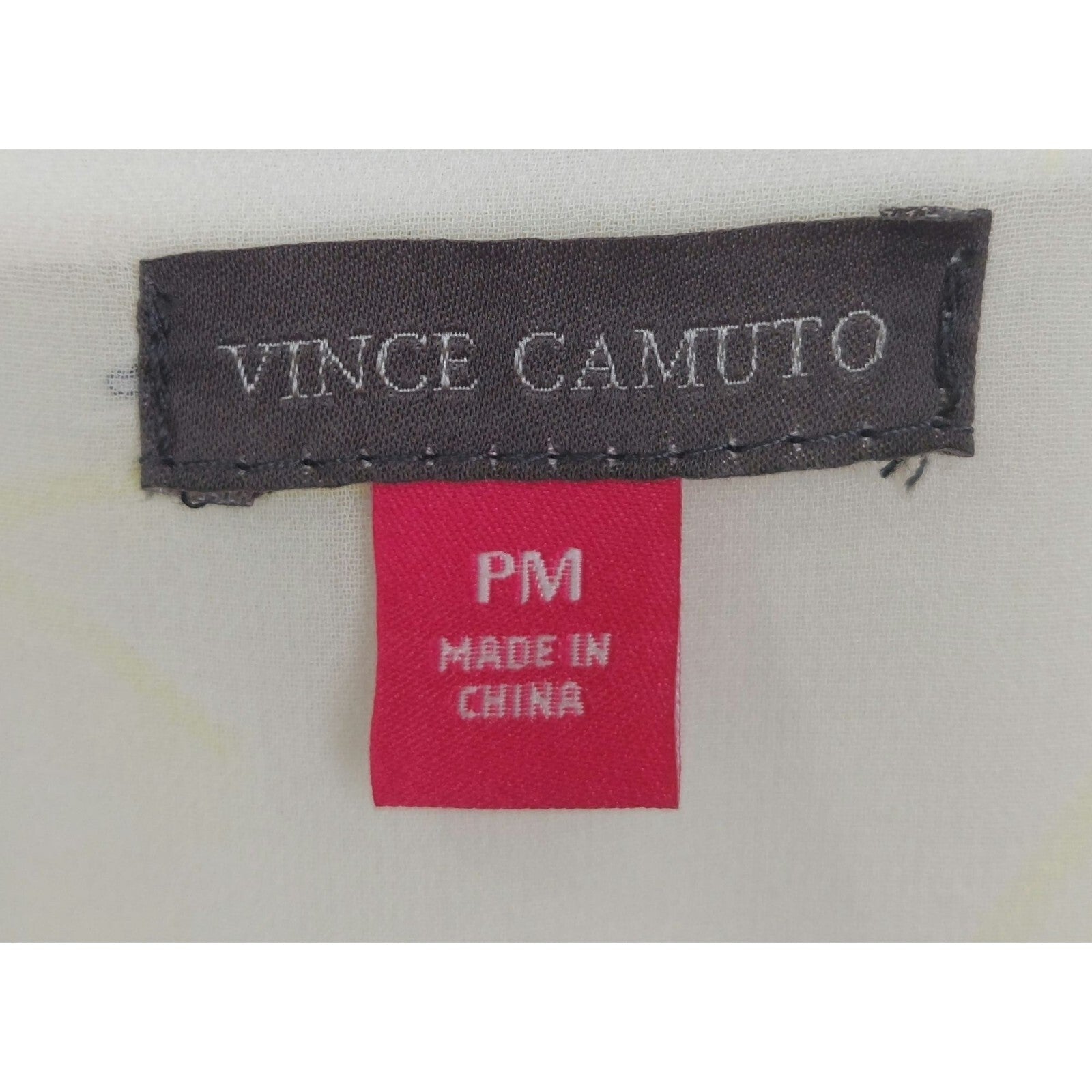 Vince Camuto Women's Yellow/White Abstract Print Smocked Ruffled Dress Size PM