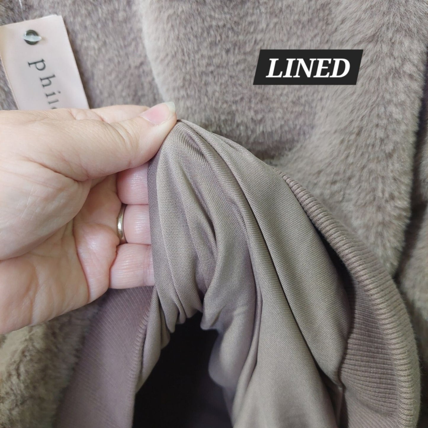 Philosophy Republic Women's Faux Fur Pullover Top Tan Size Small Lined~Soft~Cozy