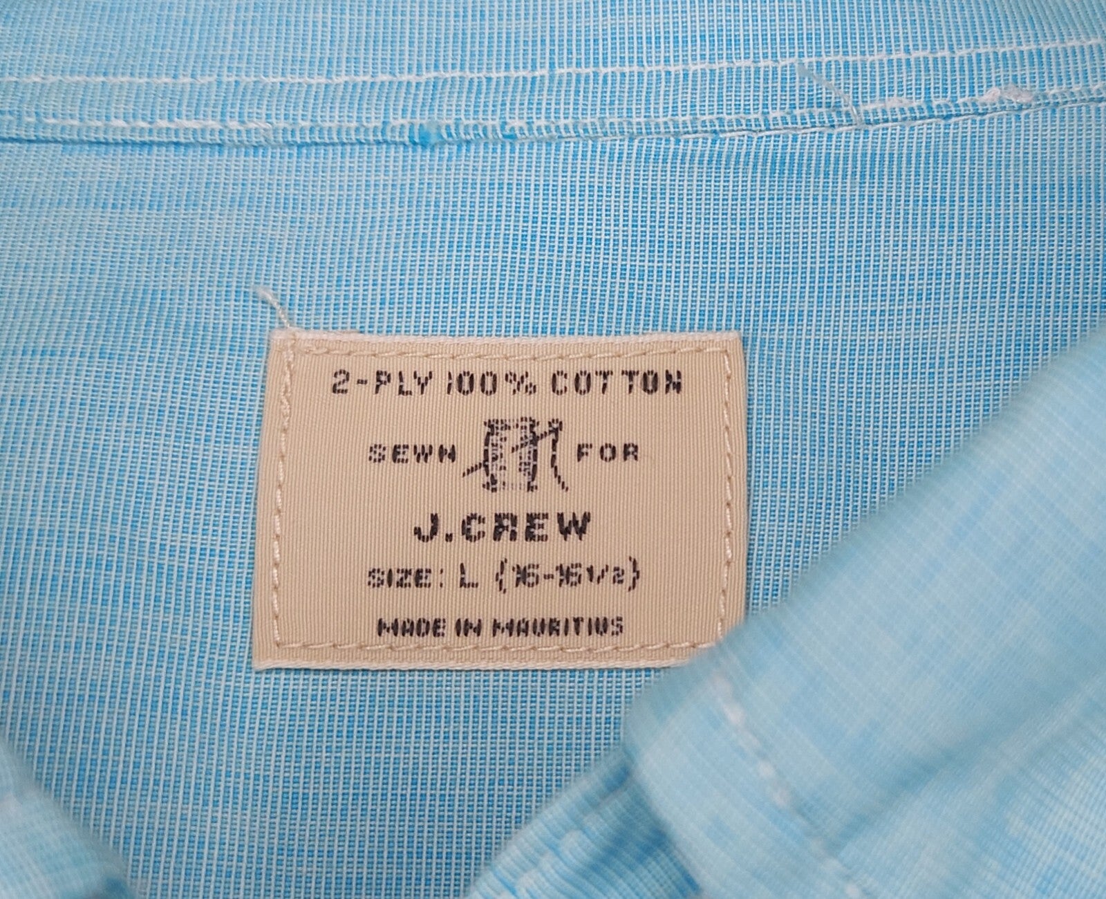 J.Crew Mens Size L Blue Long Sleeve Button Up Size Large 100% Cotton