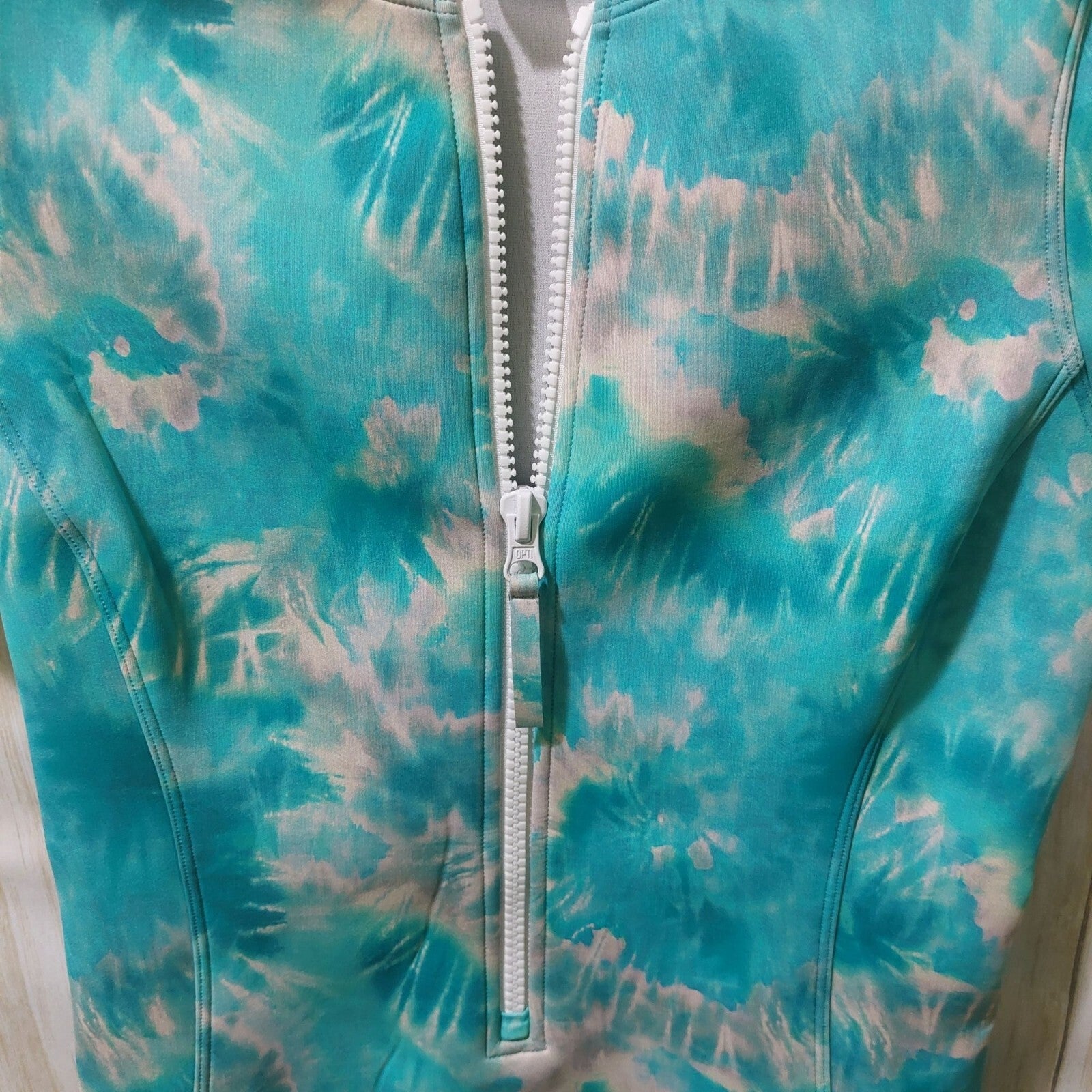 Calme Womens Neoprene Zip Front One Piece Blue Swim/Snorkel/Scuba Suit Small