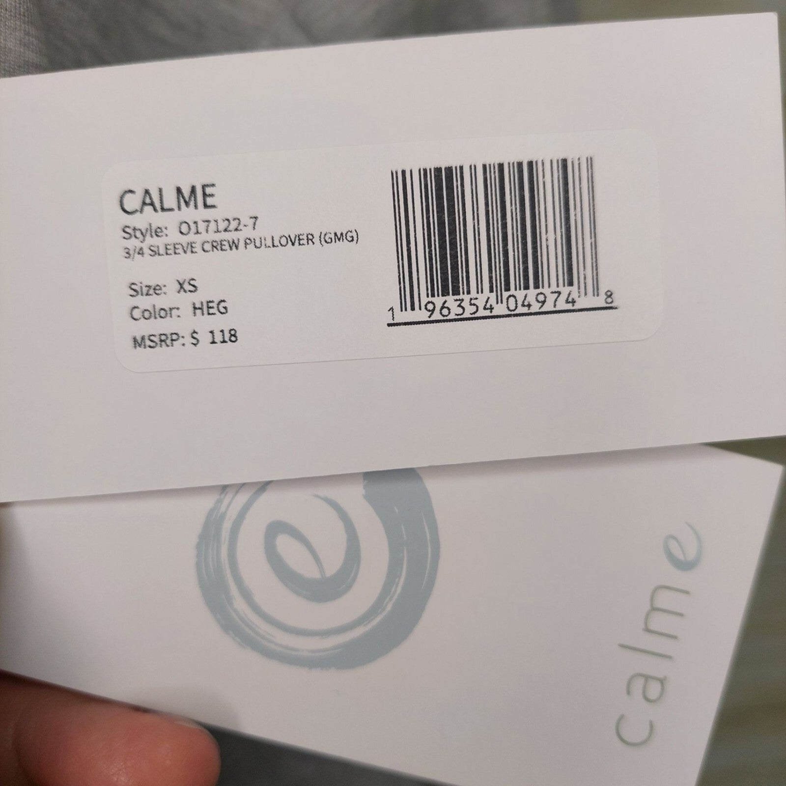 Calme By Johnny Was Women's Gray 3/4 Sleeve Crew Pullover Size XS Made in USA