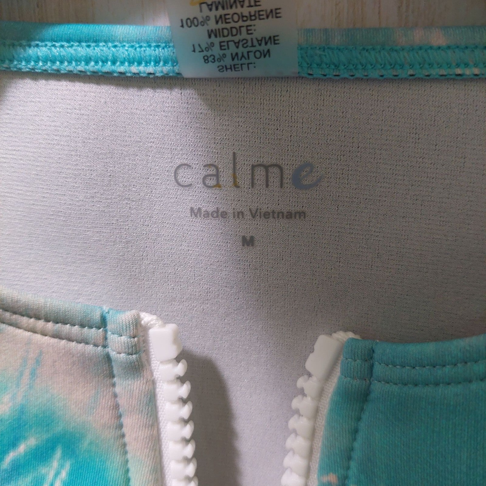 Calme Womens Neoprene Zip Front One Piece Blue Swim/Snorkel/Scuba Suit Small